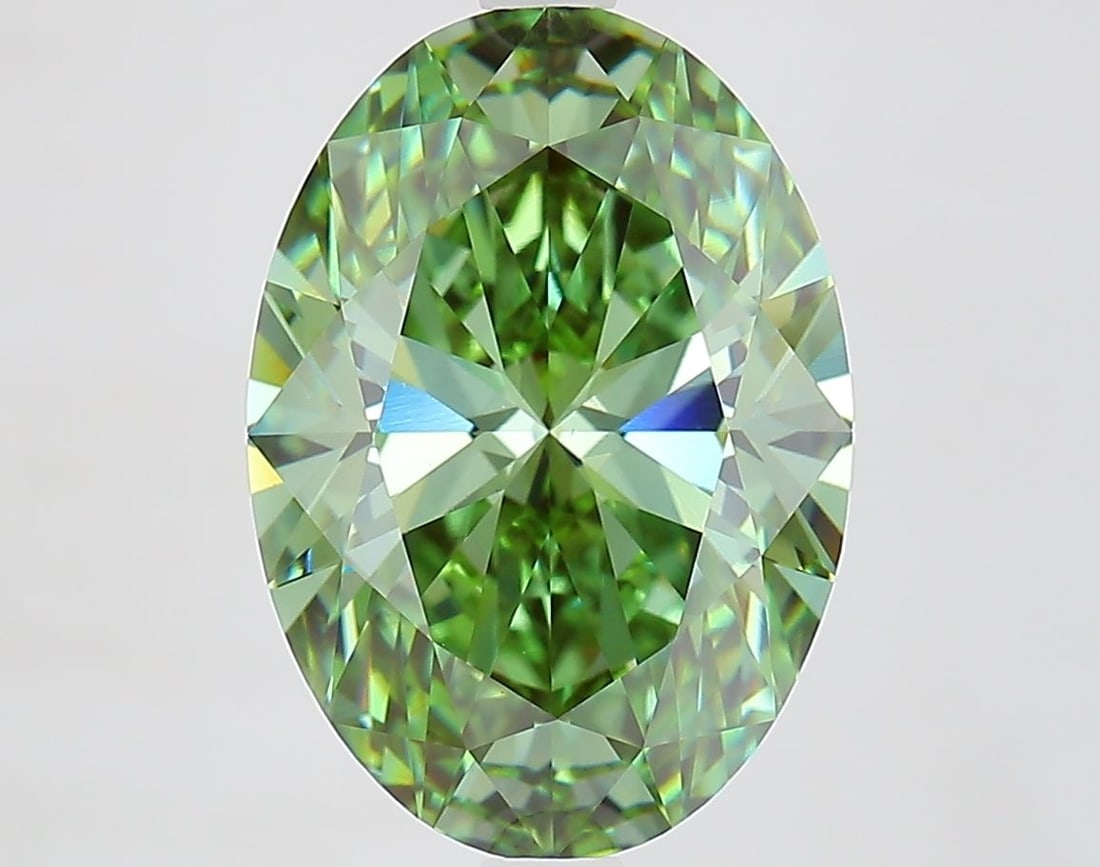 Loose Diamond - OVAL 4.72ct Fancy Vivid Green VVS2: Loose Diamond - OVAL 4.72ct Fancy Vivid Green VVS2 Source: This is a real non-mined Diamond that has been grown in a lab Shape: OVAL Carats: 4.72 Color: Fancy Vivid Green Certification: IGI Video: