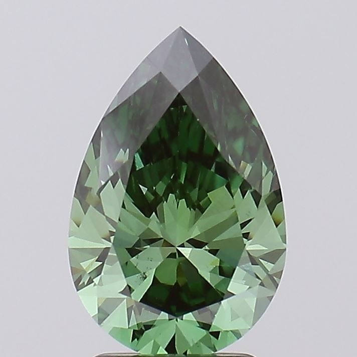 Loose Diamond - PEAR 2.53ct Fancy Vivid Green VS2: Loose Diamond - PEAR 2.53ct Fancy Vivid Green VS2 Source: This is a real non-mined Diamond that has been grown in a lab Shape: PEAR Carats: 2.53 Color: Fancy Vivid Green Certification: IGI Video: