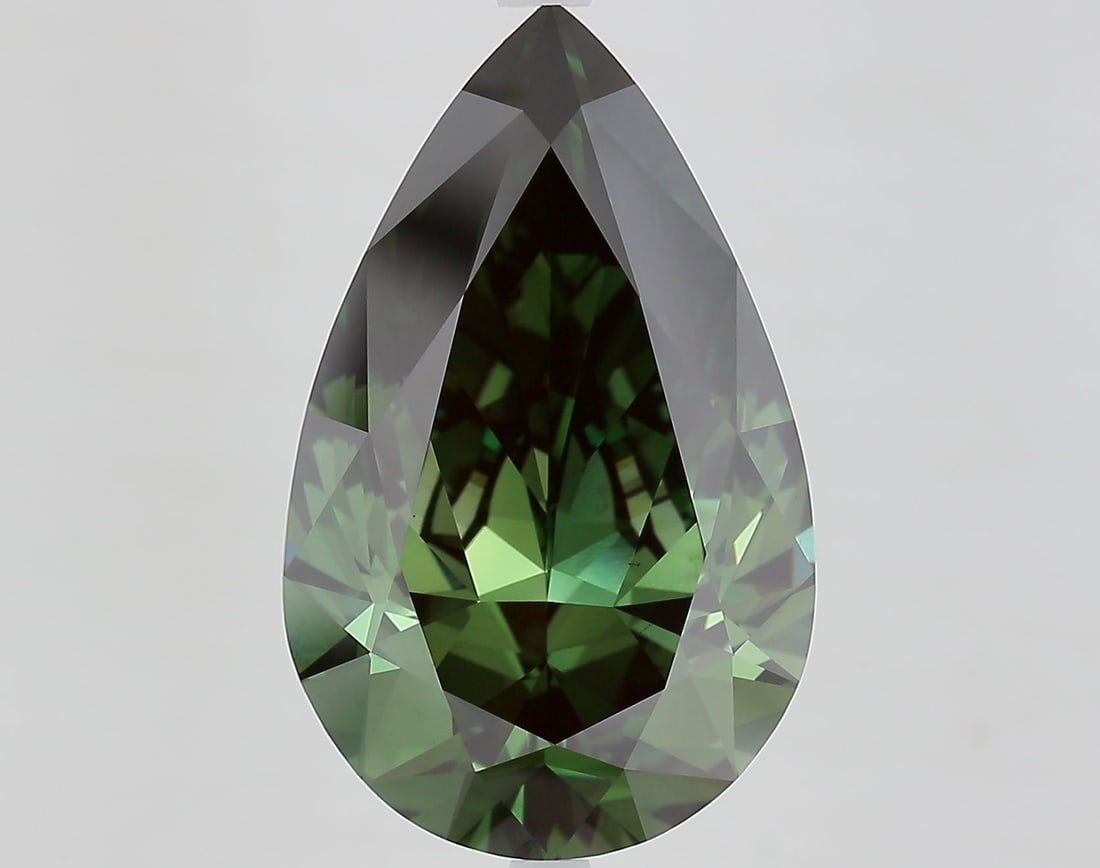 Loose Diamond - PEAR 10.04ct Fancy Deep Green VS1: Loose Diamond - PEAR 10.04ct Fancy Deep Green VS1 Source: This is a real non-mined Diamond that has been grown in a lab Shape: PEAR Carats: 10.04 Color: Fancy Deep Green Certification: IGI Video: