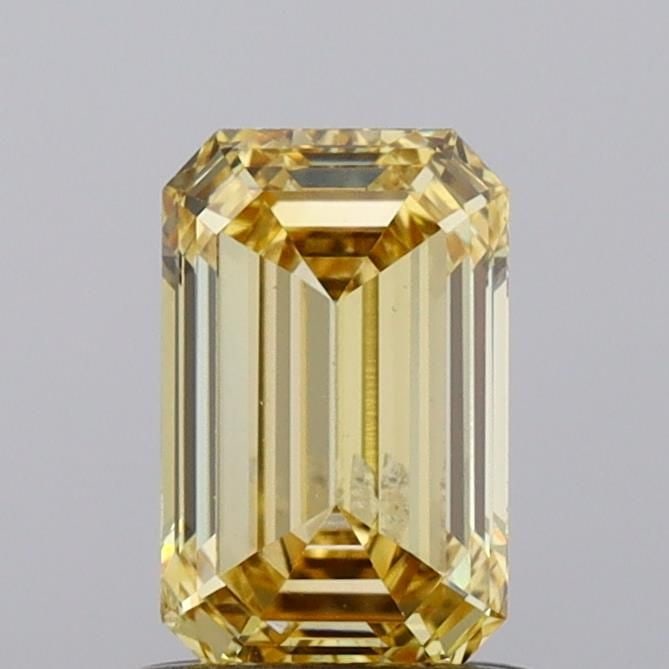 Loose Diamond - EMERALD 1.01ct Fancy Vivid Yellow VS2: Loose Diamond - EMERALD 1.01ct Fancy Vivid Yellow VS2 Source: This is a real non-mined Diamond that has been grown in a lab Shape: EMERALD Carats: 1.01 Color: Fancy Vivid Yellow Certification: NONE Vi