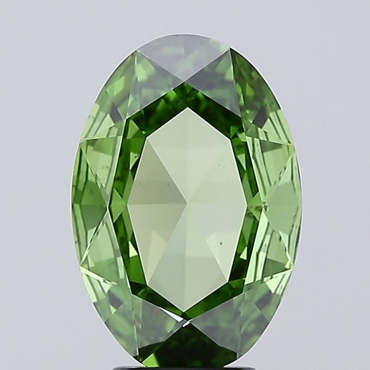 Loose Diamond - OVAL 2.76ct Fancy Vivid Green VS2: Loose Diamond - OVAL 2.76ct Fancy Vivid Green VS2 Source: This is a real non-mined Diamond that has been grown in a lab Shape: OVAL Carats: 2.76 Color: Fancy Vivid Green Certification: IGI Video: