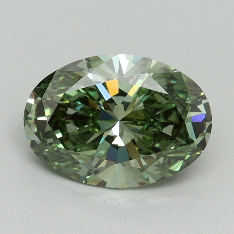 Loose Diamond - OVAL 2.26ct Fancy Vivid Green VS1: Loose Diamond - OVAL 2.26ct Fancy Vivid Green VS1 Source: This is a real non-mined Diamond that has been grown in a lab Shape: OVAL Carats: 2.26 Color: Fancy Vivid Green Certification: IGI Video: