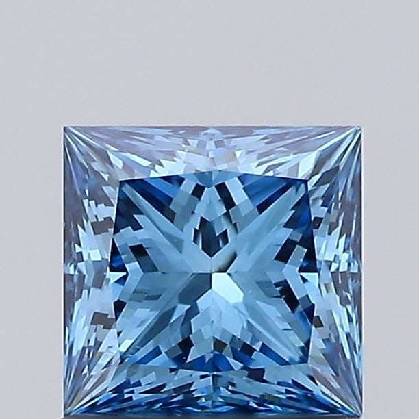 Loose Diamond - PRINCESS 1.06ct Fancy Vivid Blue VS1: Loose Diamond - PRINCESS 1.06ct Fancy Vivid Blue VS1 Source: This is a real non-mined Diamond that has been grown in a lab Shape: PRINCESS Carats: 1.06 Color: Fancy Vivid Blue Certification: IGI Video