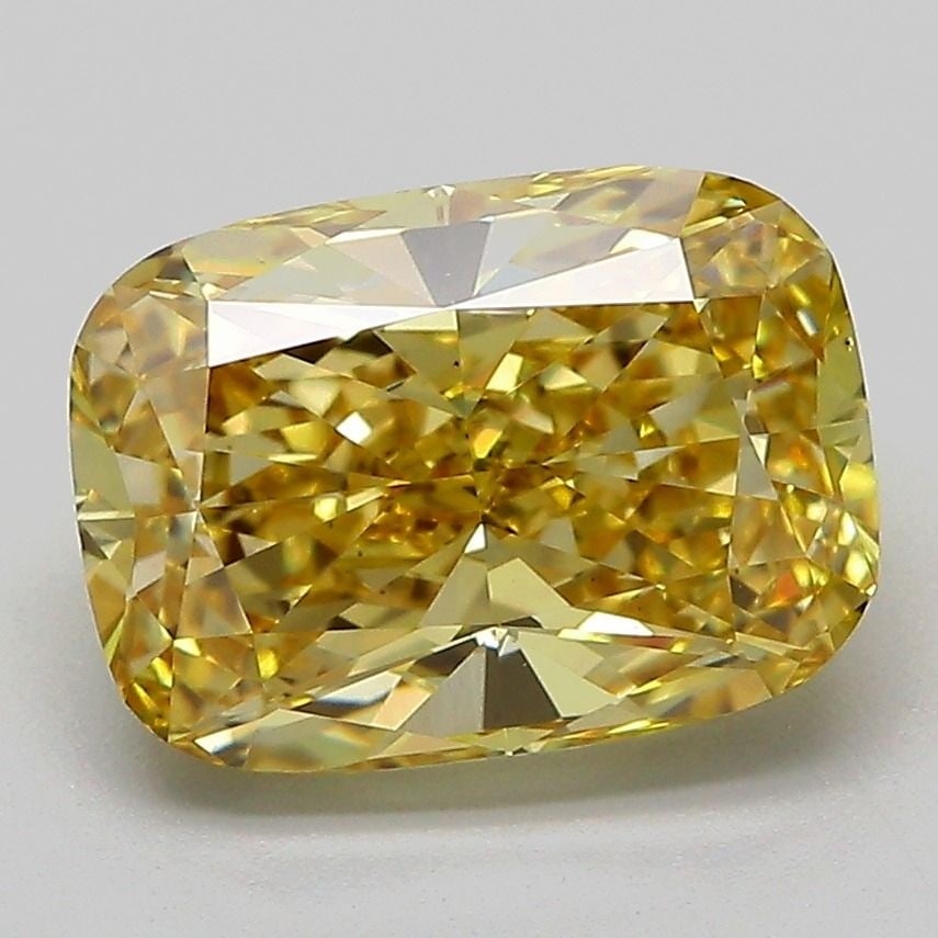 Loose Diamond - CUSHION MODIFIED 3.02ct Fancy Intense Yellow VS2: Loose Diamond - CUSHION MODIFIED 3.02ct Fancy Intense Yellow VS2 Source: This is a real non-mined Diamond that has been grown in a lab Shape: CUSHION MODIFIED Carats: 3.02 Color: Fancy Intense Yellow 