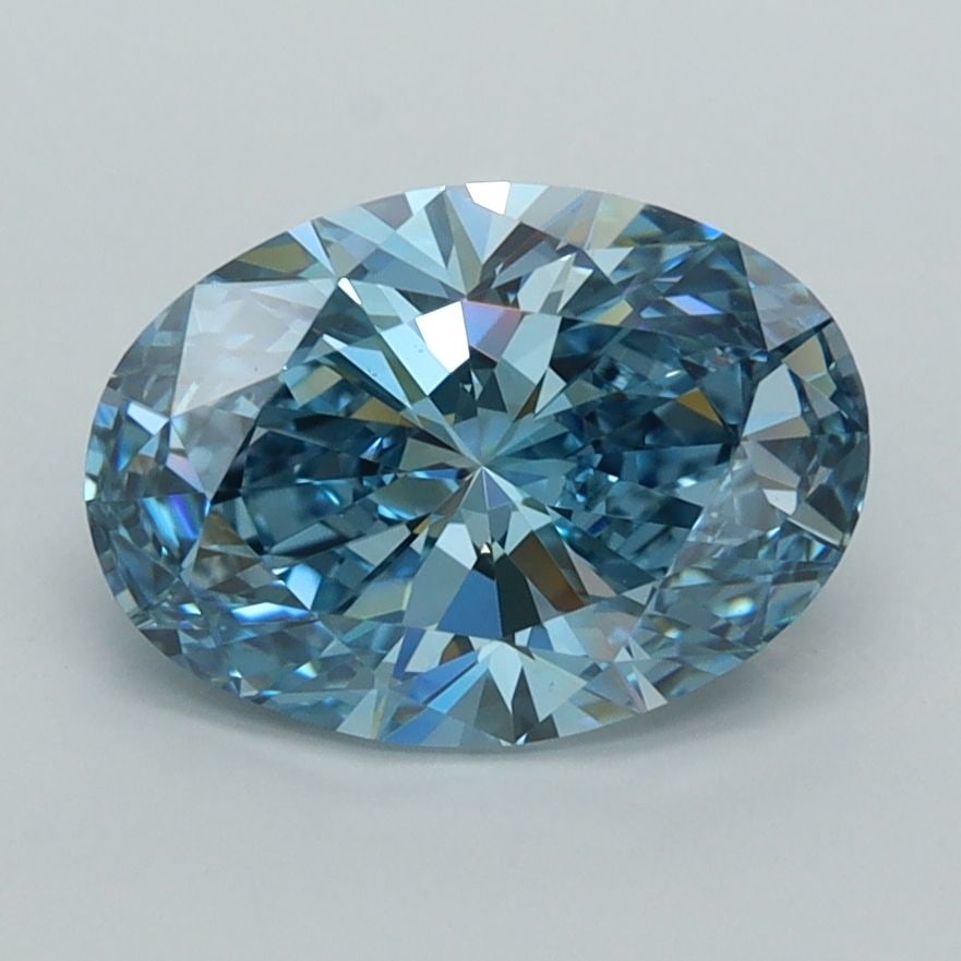 Loose Diamond - OVAL 2.06ct Fancy Vivid Blue VVS2: Loose Diamond - OVAL 2.06ct Fancy Vivid Blue VVS2 Source: This is a real non-mined Diamond that has been grown in a lab Shape: OVAL Carats: 2.06 Color: Fancy Vivid Blue Certification: IGI Video: