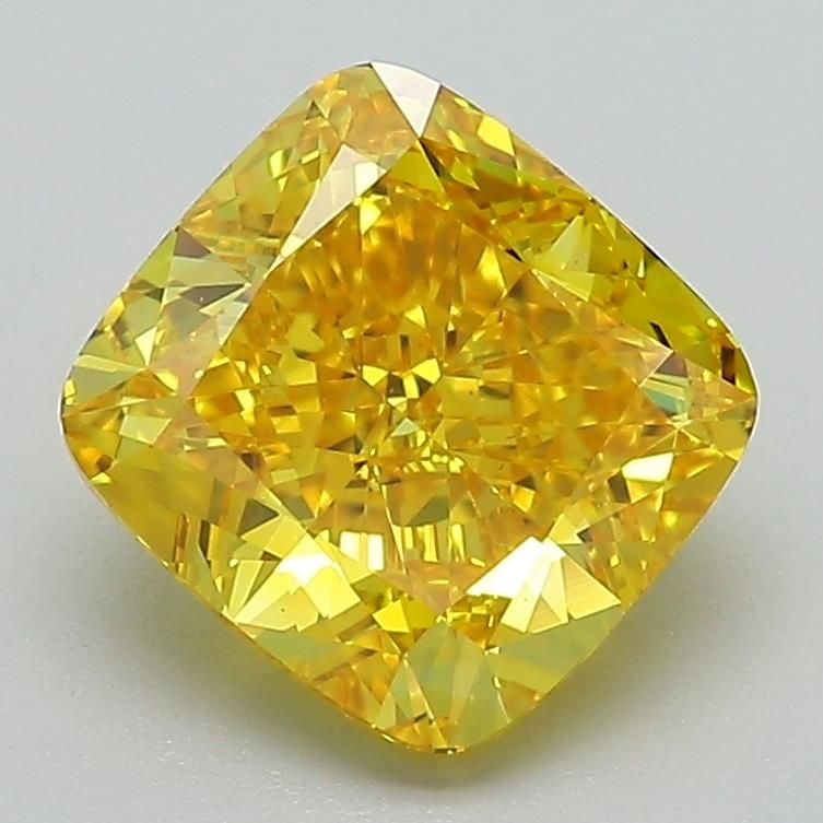 Loose Diamond - CUSHION MODIFIED 2.59ct Fancy Vivid Yellow VS2: Loose Diamond - CUSHION MODIFIED 2.59ct Fancy Vivid Yellow VS2 Source: This is a real non-mined Diamond that has been grown in a lab Shape: CUSHION MODIFIED Carats: 2.59 Color: Fancy Vivid Yellow Cert