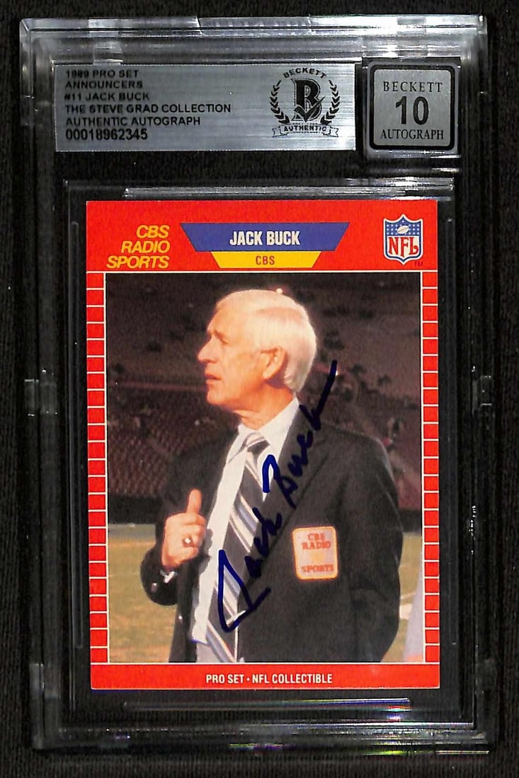 1989 Pro Set Jack Buck NFL announcer card Beckett autograph grade 10 (1 of 1)
