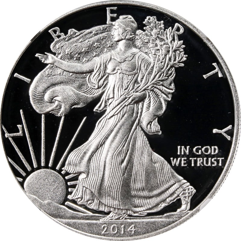 2014-W Silver American Eagle $1 NGC PR70 Elizabeth Jones Autograph: 2014-W Silver American Eagle $1 NGC PR70 Elizabeth Jones Autograph This 2014-W Silver American Eagle $1 coin is certified by NGC with a perfect grade of PR70, showcasing exceptional luster and a stron