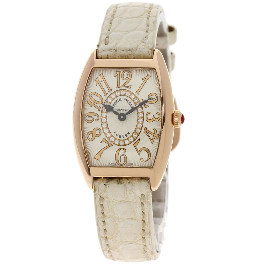 Franck Muller Tonneau Curvex Diamond Women's Wristwatch 1752QZRELCD1R: Franck Muller Tonneau Curvex Diamond Women's Wristwatch 1752QZRELCD1R This is a pre-owned Franck Muller Tonneau Curvex Relief Diamond wristwatch designed for women. Crafted in Switzerland, this luxury