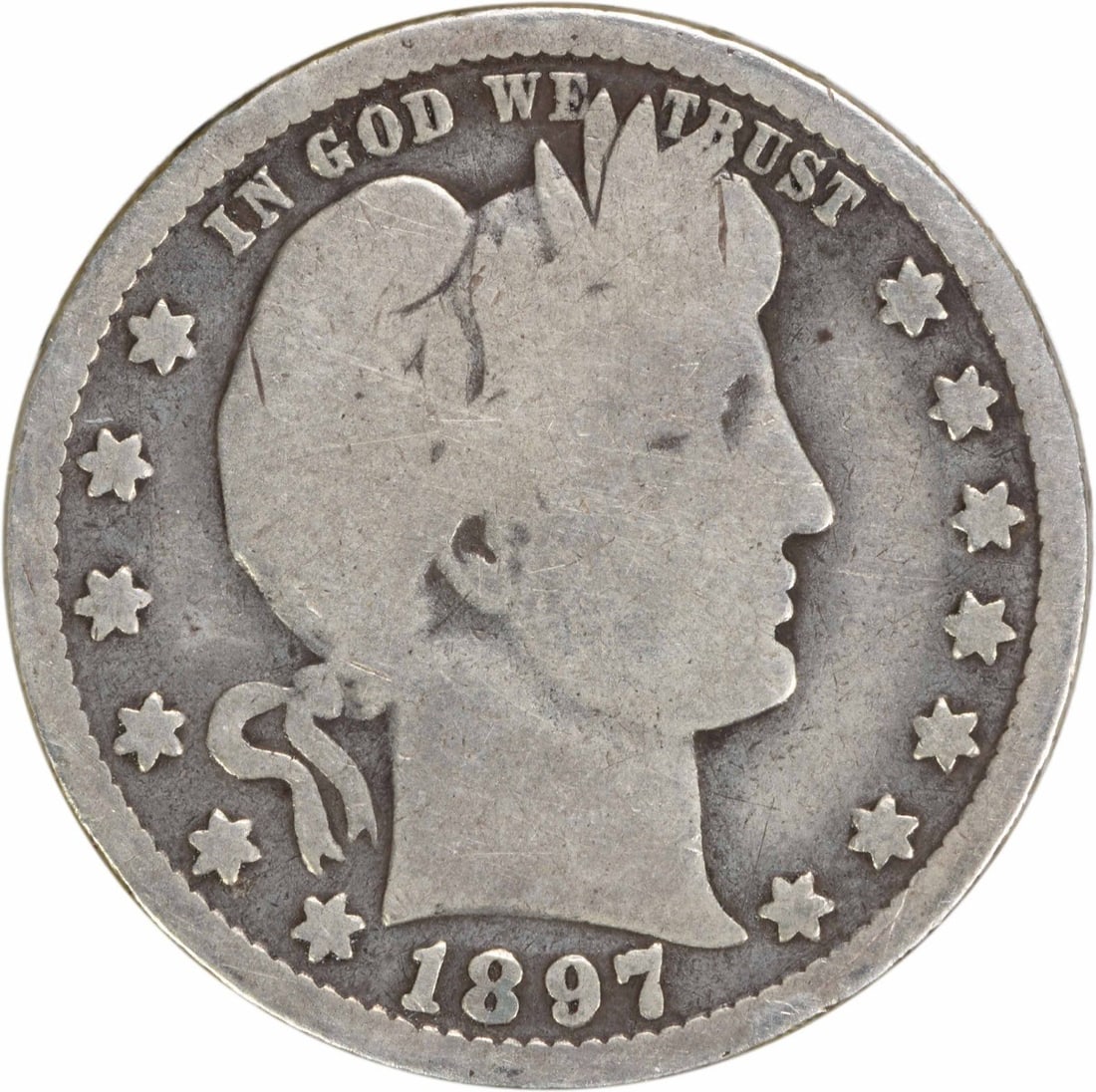 1897-O Barber Silver Quarter 25C G Uncertified Coin (1 of 2)