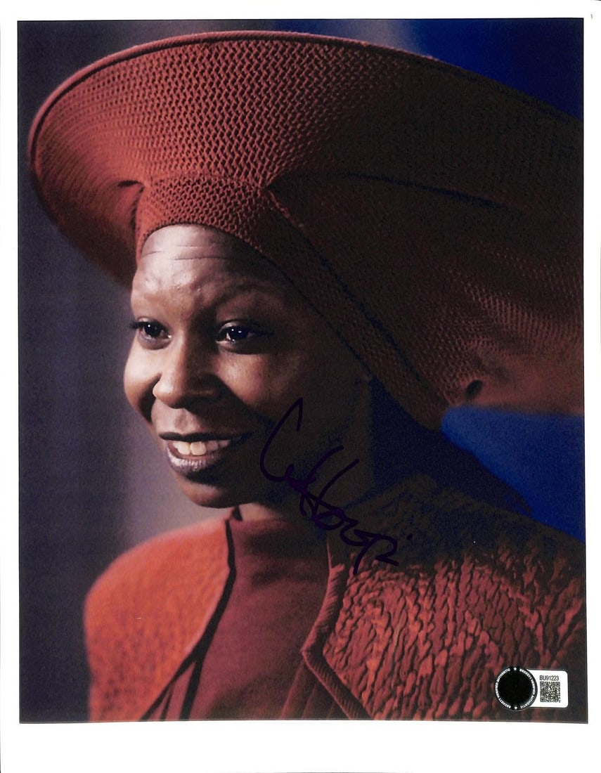 Beckett Authenticated Whoopi Goldberg Guinan 8 1/2 x 11 Signed Photo: Beckett Authenticated Whoopi Goldberg Guinan 8 1/2 x 11 Signed Photo This is an autographed 8.5 x 11-inch photograph of Whoopi Goldberg as Guinan from Star Trek: The Next Generation. The photo feature