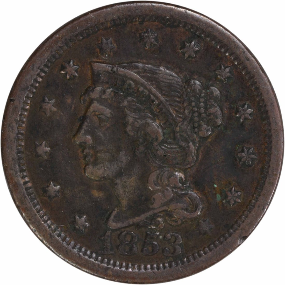 1853 Braided Hair Large Cent EF Copper Uncertified (1 of 2)