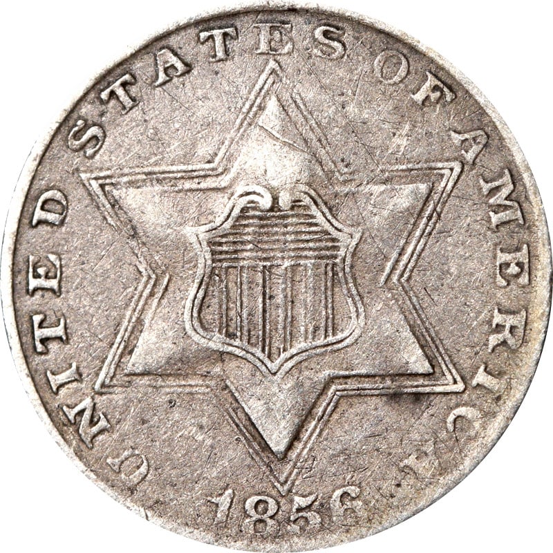 1856 US Silver 3 Cent Coin (1 of 2)