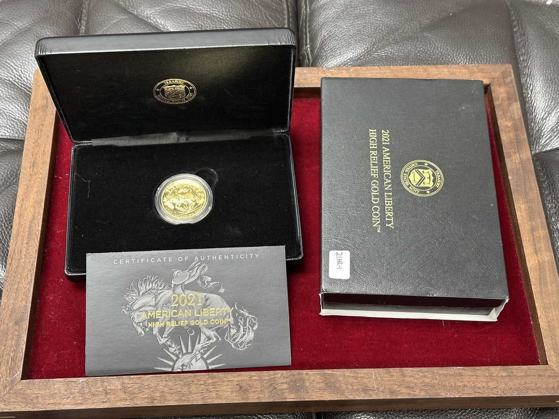 2021-W American Liberty High Relief $100 Gold 1 oz with OGP COA Bronco: 2021-W American Liberty High Relief $100 Gold 1 oz with OGP COA Bronco This 2021-W 1 oz Gold American Liberty High Relief $100 coin features a proof strike and a fineness of 0.9999. Issued by the U.S.