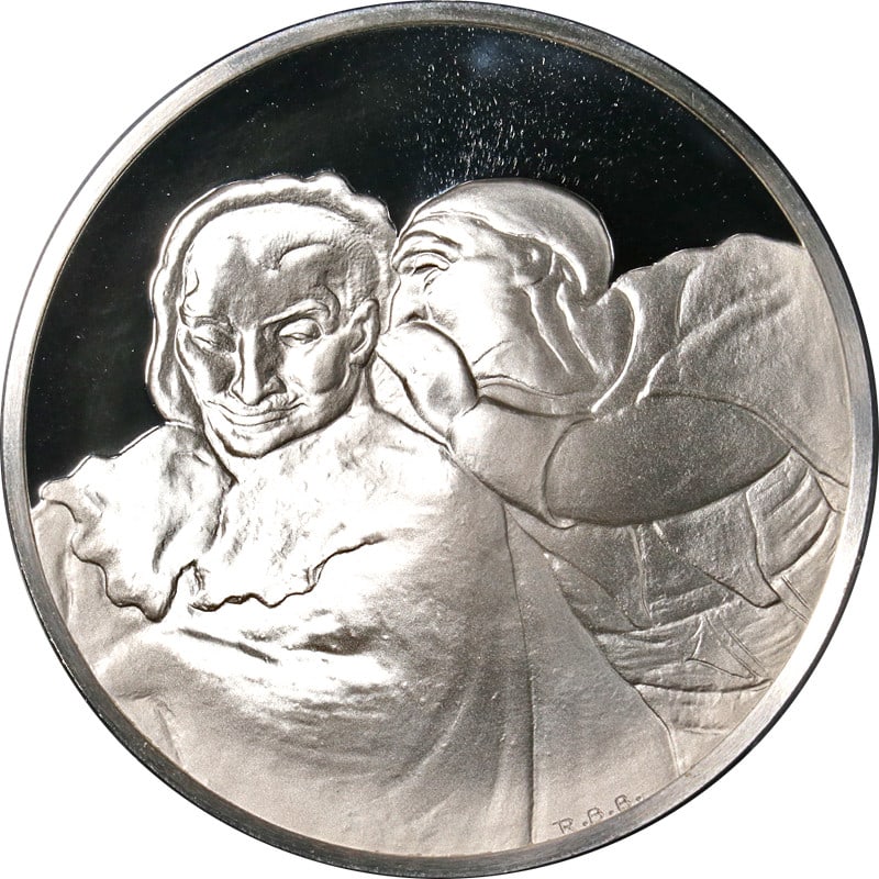 Sterling Silver Treasures of the Louvre .925 39g Crispin & Scapin: Sterling Silver Treasures of the Louvre .925 39g Crispin & Scapin This exquisite item features a Sterling Silver composition with a .925 fine purity, weighing approximately 39 grams (1.25 oz). It is p