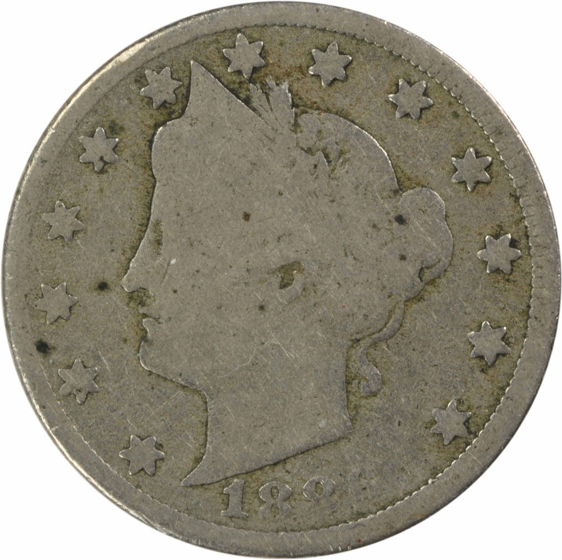 1886 Five Cent Liberty Coin Circulated Uncertified Philadelphia Mint: 1886 Five Cent Liberty Coin Circulated Uncertified Philadelphia Mint This 1886 Liberty Nickel from the United States is a circulated coin minted in Philadelphia. Designed by Charles E. Barber, it is c