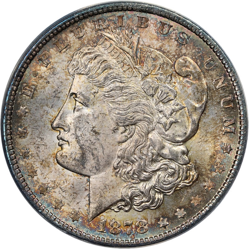ANACS MS63 1878-P Morgan Silver Dollar 8TF Strong Strike: ANACS MS63 1878-P Morgan Silver Dollar 8TF Strong Strike This original 1878-P 8 Tail Feathers Morgan Silver Dollar is graded MS63 by ANACS. It features attractive eye appeal, strong strike, fantastic 