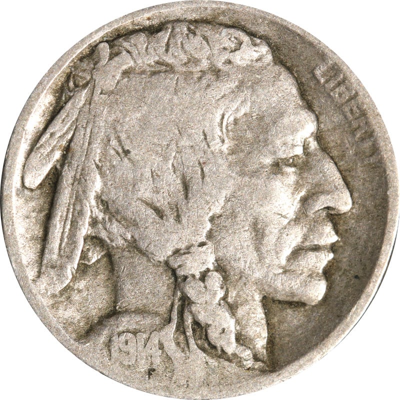 Dated 1914 Buffalo Nickel from Denver Mint: Dated 1914 Buffalo Nickel from Denver Mint This is a 1914-D Buffalo Nickel from the United States. The coin is composed of nickel and has been circulated. It is uncertified and is in pre-owned conditi