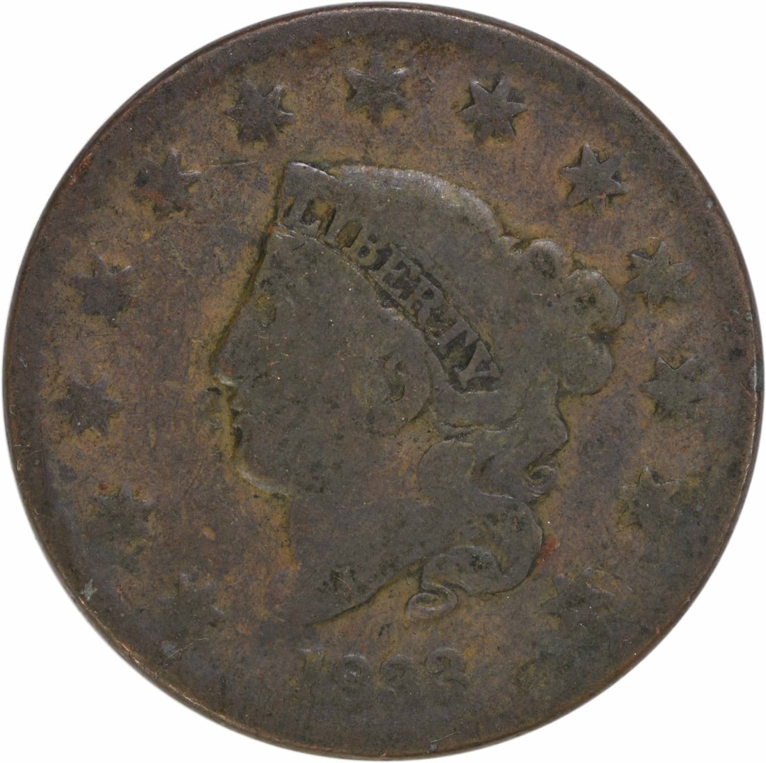 1833 Coronet Head Large Cent Copper Coin Uncertified: 1833 Coronet Head Large Cent Copper Coin Uncertified This 1833 Large Cent features the iconic Coronet Head design, expertly crafted by designer Robert Scot. The coin, minted in Philadelphia, is compos