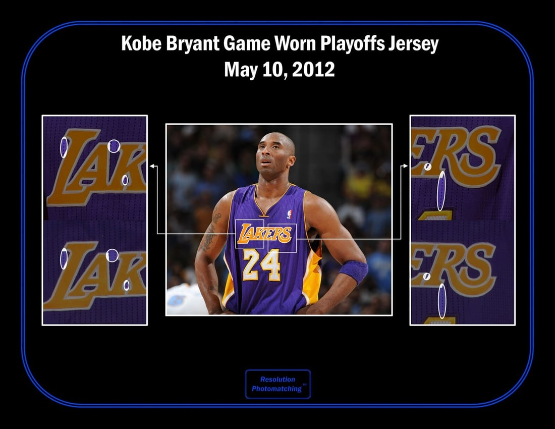 Kobe Bryant 2012 Playoffs Game Used Lakers Jersey with COA: Kobe Bryant 2012 Playoffs Game Used Lakers Jersey with COA This is a game-used Los Angeles Lakers jersey worn by the legendary Kobe Bryant during the 2012 NBA playoffs. The jersey, in vibrant purple, 