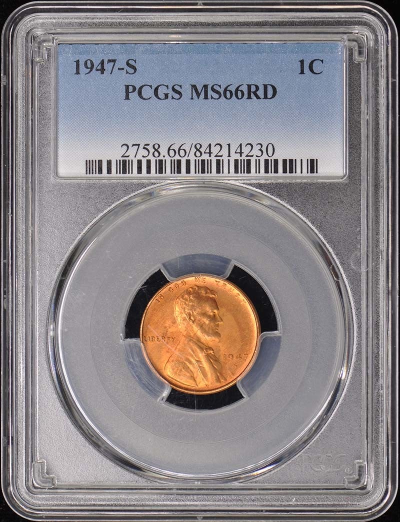 1947-S Lincoln Cent Type 1 Wheat Reverse PCGS MS66RD (1 of 2)