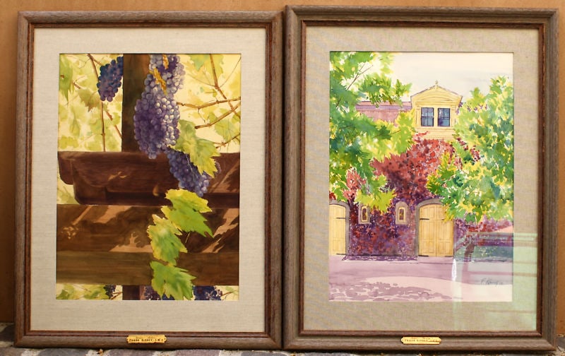 Pair of Signed Watercolors by Frank Kinney IWS Napa Valley Art: Pair of Signed Watercolors by Frank Kinney IWS Napa Valley Art Discover a stunning pair of original watercolor paintings by acclaimed American artist Frank Kinney IWS. Each piece beautifully captures 