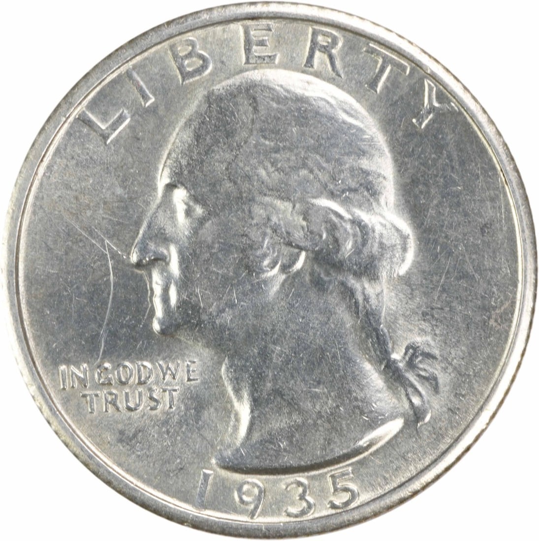 1935-S Washington Silver Quarter AU Uncertified 90% Silver: 1935-S Washington Silver Quarter AU Uncertified 90% Silver This 1935-S Washington Silver Quarter features a stunning design by John Flanagan. With a composition of 90% silver and 10% copper, this coin