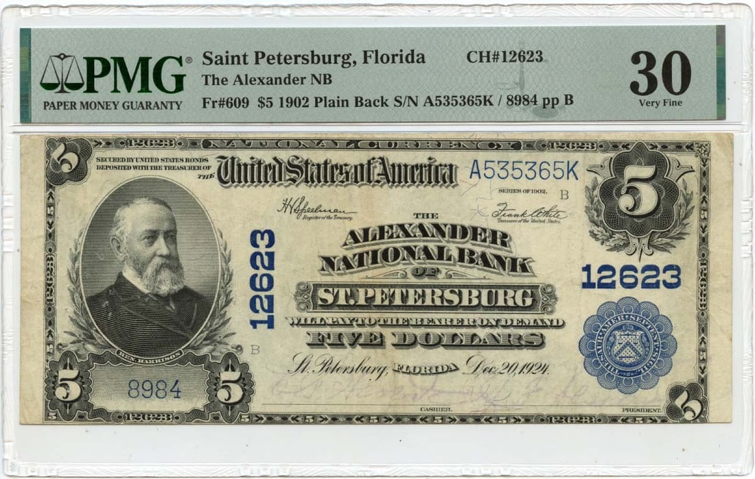 1902 National Bank Note $5 St Petersburg Florida PMG VF30 (1 of 2)