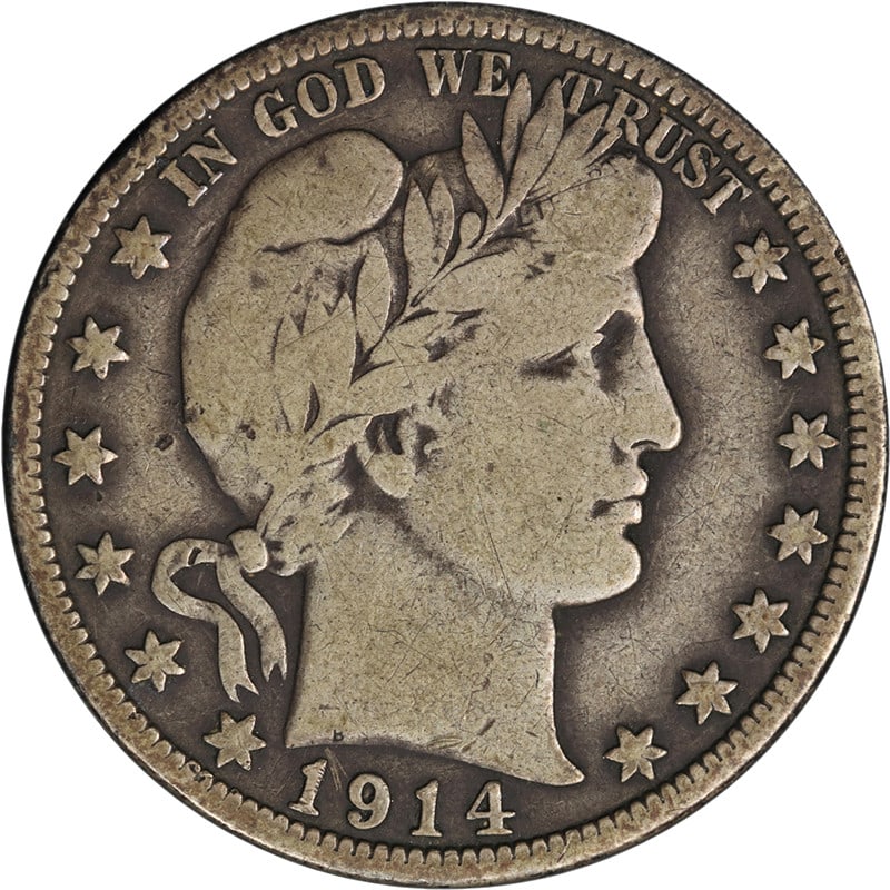 1914 P Silver Barber Half Dollar VG+ (1 of 2)