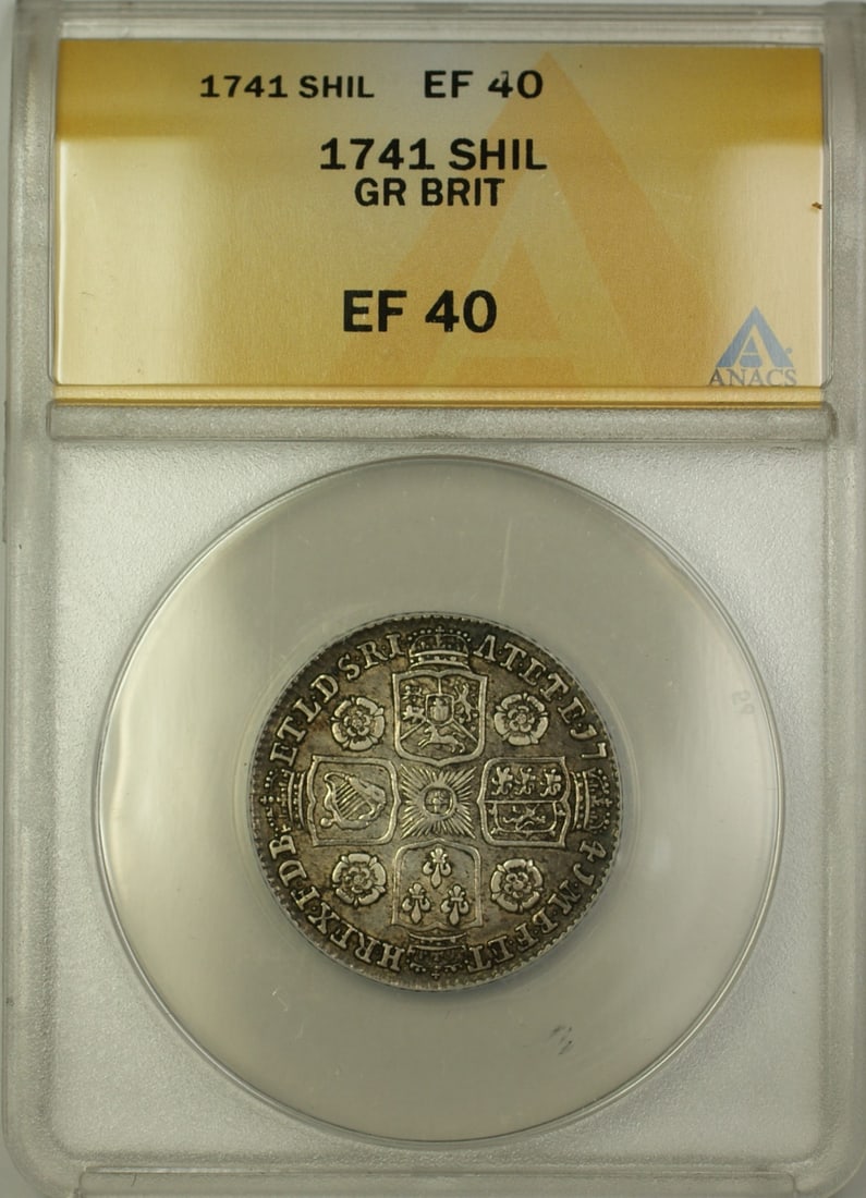 George II 1741 British Silver Shilling ANACS EF-40 (1 of 2)