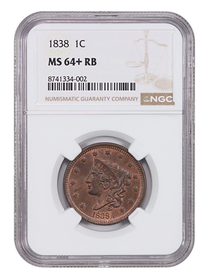 1838 Coronet Head 1C NGC MS64+RB Philadelphia (1 of 4)