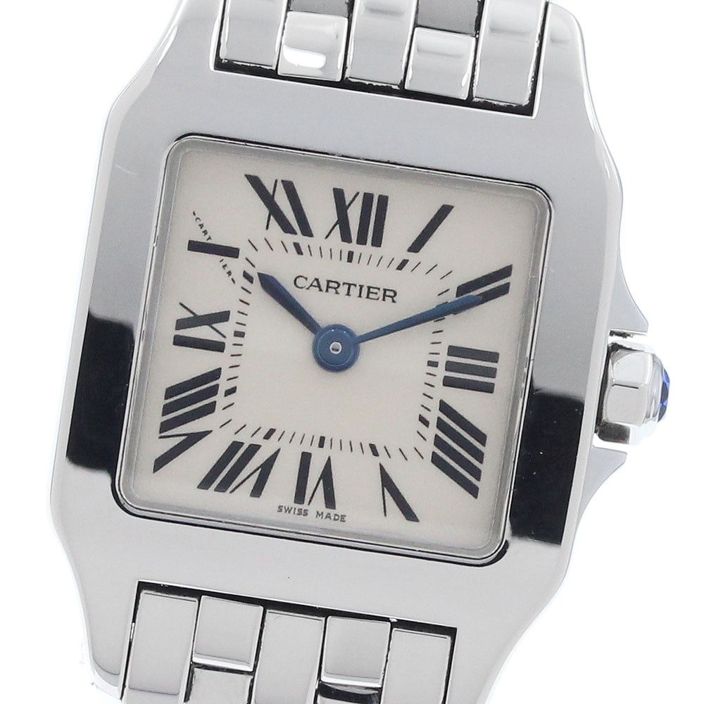Cartier Santos Demoiselle Beige Stainless Steel Quartz Women's Watch: Cartier Santos Demoiselle Beige Stainless Steel Quartz Women's Watch This Cartier Santos Demoiselle SM W25064Z5 is a quartz wristwatch designed for women. Crafted from stainless steel, it features a b