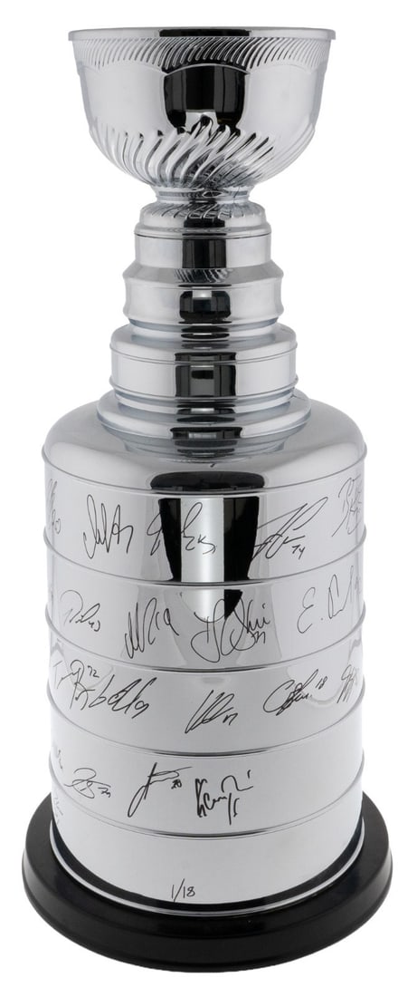 2017-18 Capitals Team Signed Stanley Cup Replica Trophy Ovechkin Fanatics Auth (1 of 18)