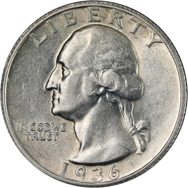 1936-D Silver Washington Quarter AU BU Bright White (1 of 2)
