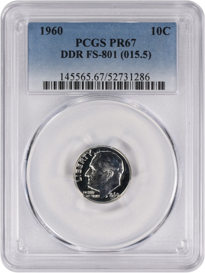 1960 Roosevelt Silver Dime Proof PR67 PCGS KM 195 Uncirculated: 1960 Roosevelt Silver Dime Proof PR67 PCGS KM 195 Uncirculated This 1960 Roosevelt Silver Dime is a stunning example of numismatic artistry, certified at PR67 by PCGS, ensuring its high-grade quality.