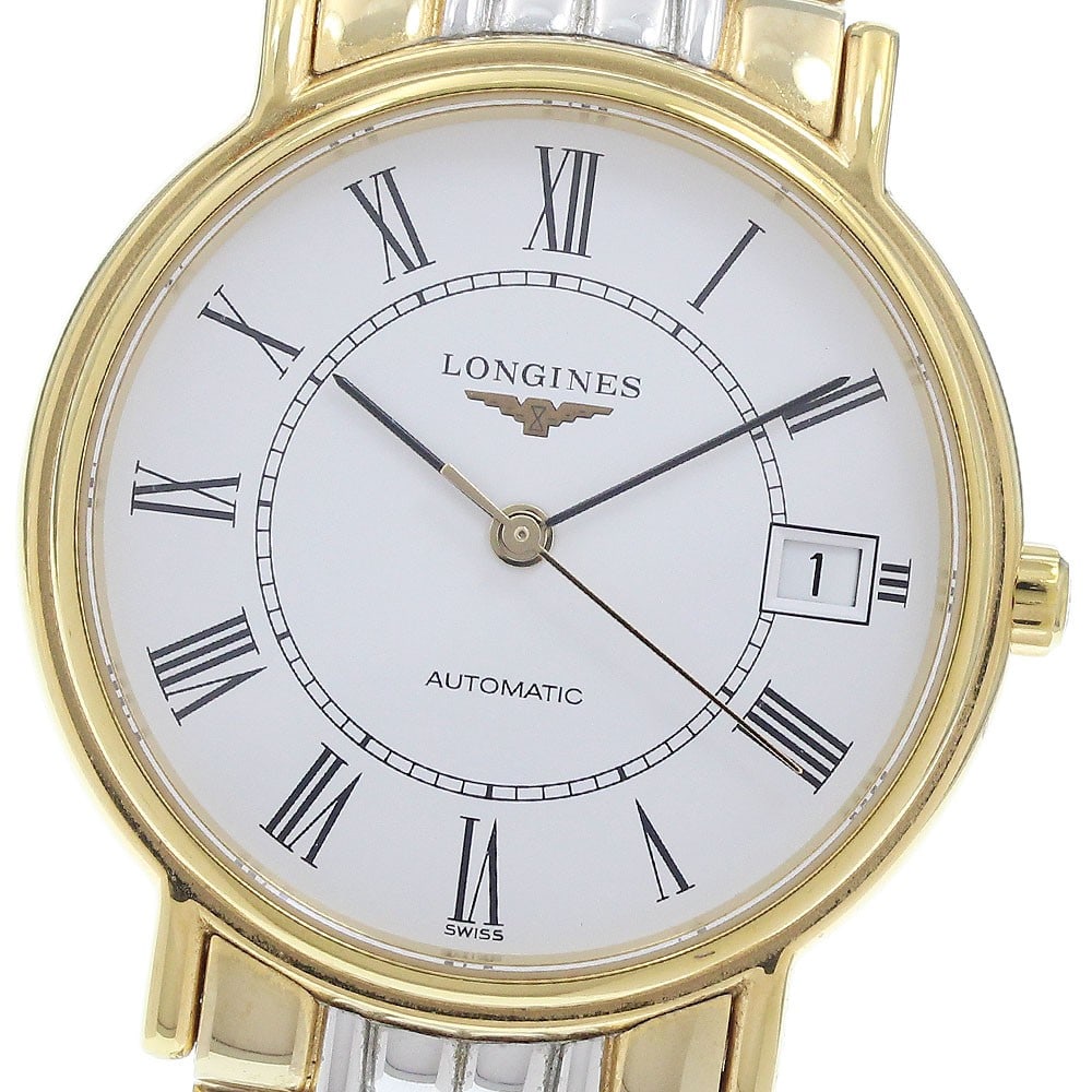 Longines Presence Date Men's Automatic Watch L4.821.2: Longines Presence Date Men's Automatic Watch L4.821.2 This Longines Presence Date men's wristwatch features a stainless steel and gold-plated case and bracelet, complemented by a classic white dial. T