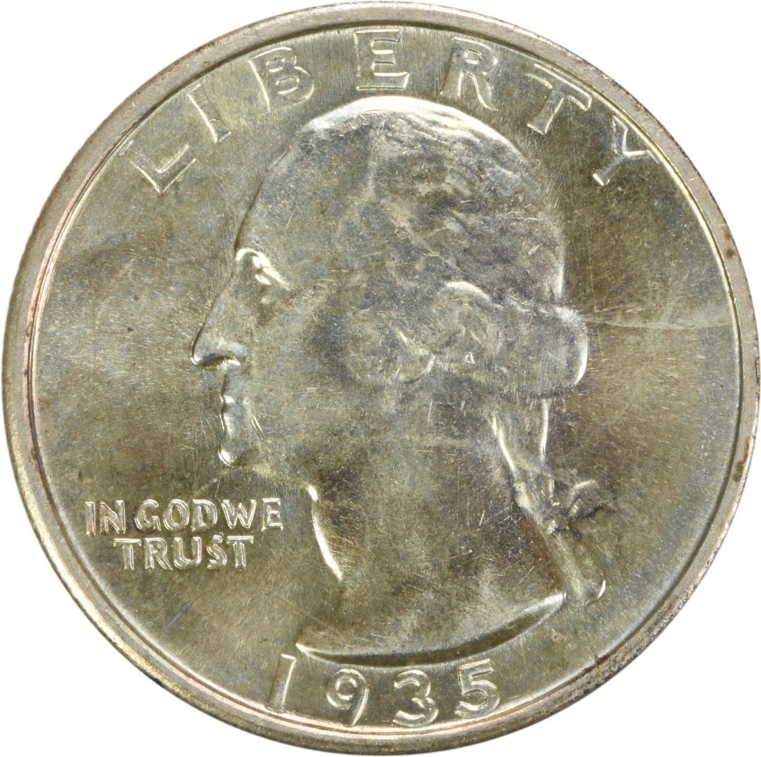 1935-S Washington 25C Silver Quarter Choice BU Uncertified: 1935-S Washington 25C Silver Quarter Choice BU Uncertified This is a 1935-S Washington Silver Quarter from the United States, featuring the profile of George Washington. The coin is uncirculated and g