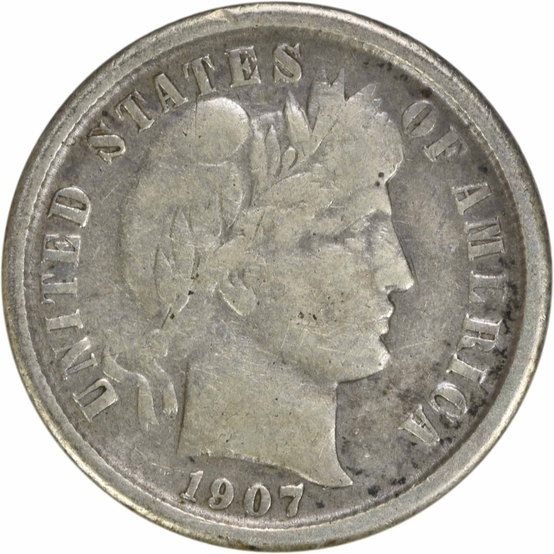 1907-O Barber Silver Dime 10C VF Uncertified 90% Silver (1 of 2)