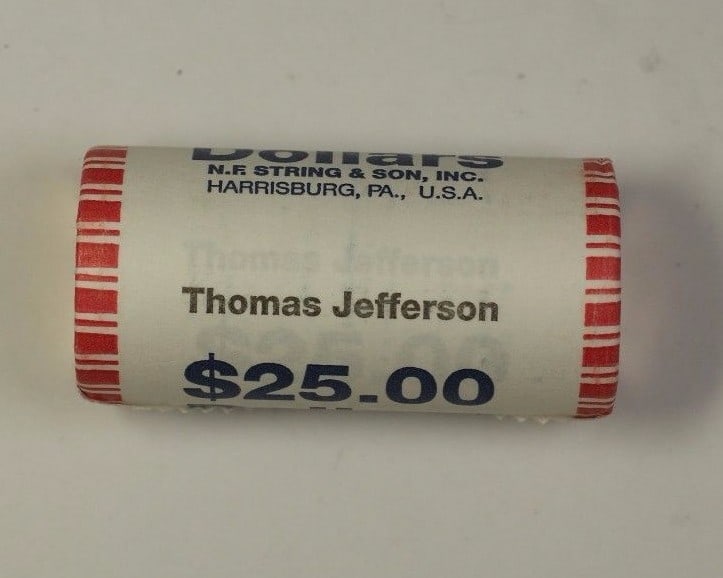 Roll of 25 Uncirculated 2007 Thomas Jefferson $1 Presidential Dollars Mint Unknown (1 of 1)