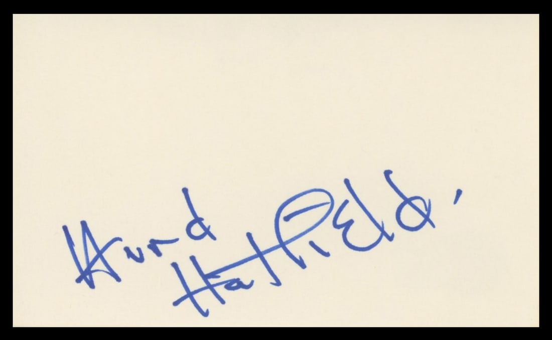 Hurd Hatfield Signed Index Card Beckett Authenticated Dorian Gray Autograph: Hurd Hatfield Signed Index Card Beckett Authenticated Dorian Gray Autograph This 3x5 index card has been personally signed by Hurd Hatfield, known for his role in The Picture of Dorian Gray. The autog