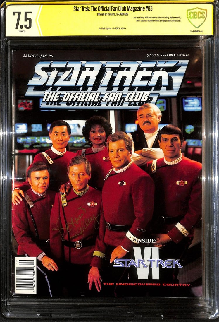CBCS 7.5 Star Trek Fan Club Magazine #83 Signed by DeForest Kelley (1 of 1)