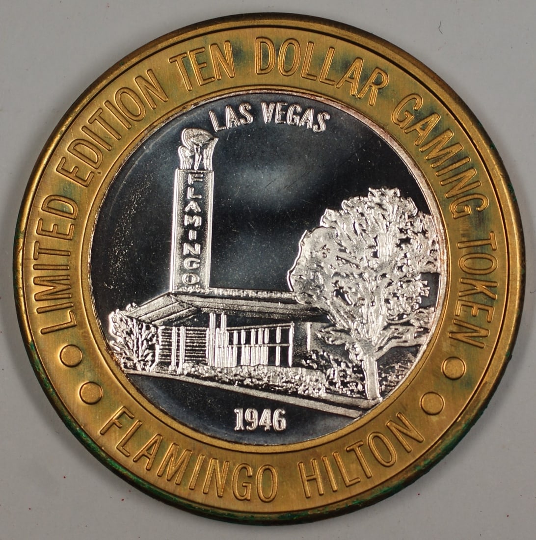 Ten Dollar .999 Silver Gaming Token Flamingo Hilton 1946 Las Vegas Limited Edition (1 of 4)