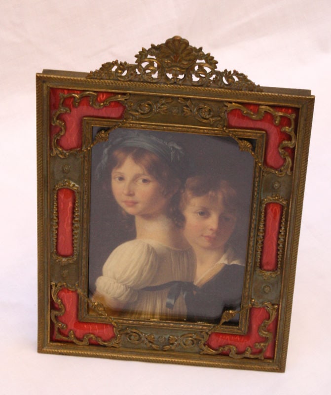 Exquisite 1900's French Bronze Enamel Picture Frame: Exquisite 1900's French Bronze Enamel Picture Frame Discover the elegance of this exquisite 1900's French bronze enameled picture frame, showcasing intricate design and a beautiful patina. Perfect for