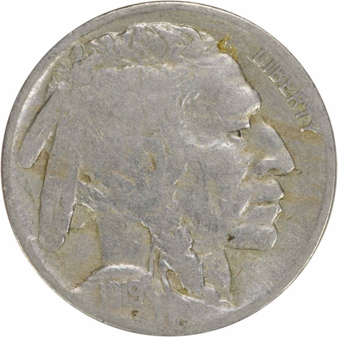 1919-S Buffalo Nickel 5C Circulated Uncertified Coin: 1919-S Buffalo Nickel 5C Circulated Uncertified Coin This 1919-S Buffalo Nickel is a notable piece of American numismatics. Struck at the San Francisco mint, this coin features the iconic Buffalo desi