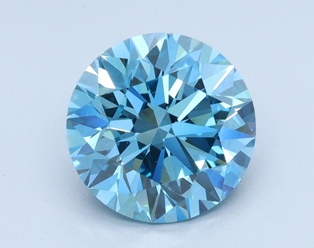 Loose Diamond - Round 2.28ct BLUE VS1: Loose Diamond - Round 2.28ct BLUE VS1 Source: This is a real non-mined Diamond that has been grown in a lab Shape: Round Carats: 2.28 Color: BLUE Clarity: VS1 Certification: IGI Condition: Pre-Owned A