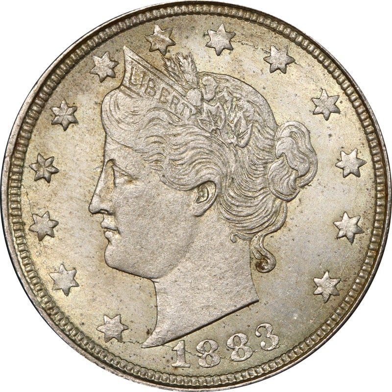 1883 Liberty V Nickel Circulated Uncertified Coin: 1883 Liberty V Nickel Circulated Uncertified Coin This 1883NC Liberty V Nickel is a vintage coin from the year 1883, made of nickel. It is in circulated condition, showcasing its age and history. This