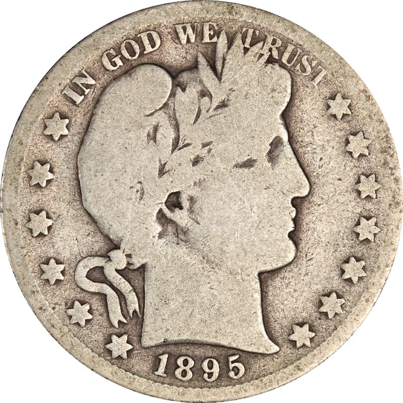 1895 San Francisco Barber silver half dollar: 1895 San Francisco Barber silver half dollar This 1895-S Barber Half Dollar is a circulated silver coin from the United States, minted in San Francisco. It is composed of 90% silver and is offered in 
