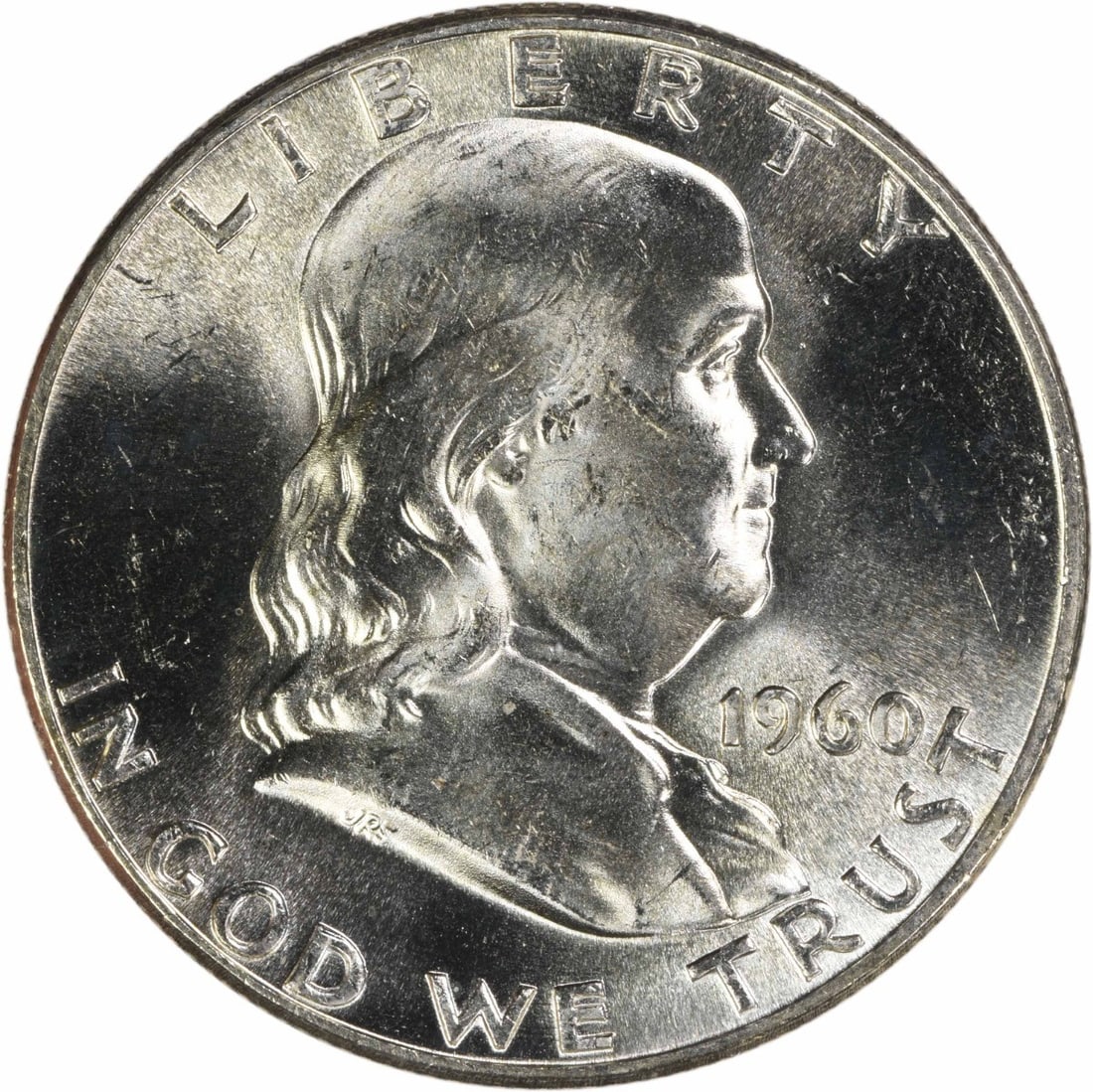 1960 Franklin 50C Silver Coin Choice BU Uncertified: 1960 Franklin 50C Silver Coin Choice BU Uncertified This is a 1960 Franklin Silver Half Dollar from the United States, featuring a burnished strike and composed of silver. The coin is uncirculated and