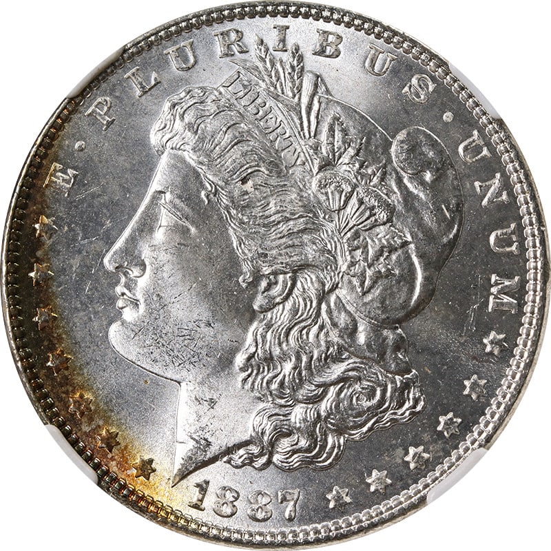 NGC MS66 1887 Morgan Dollar with Crescent Color Toning (1 of 4)