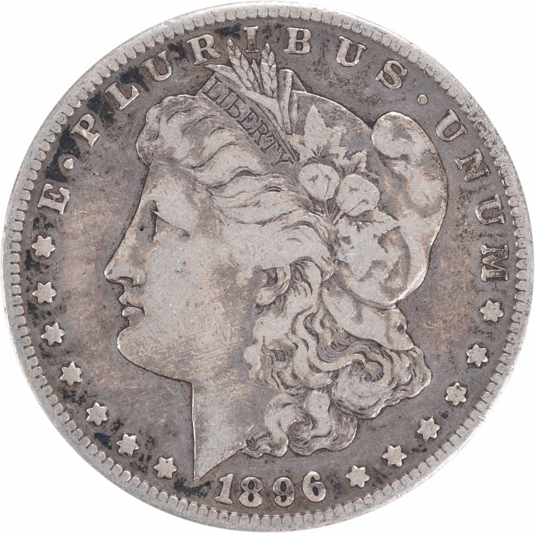 1896-S Morgan Silver Dollar VF Uncertified Silver Coin: 1896-S Morgan Silver Dollar VF Uncertified Silver Coin This 1896-S Morgan Silver Dollar is a classic piece of American numismatics. Featuring a design by George T. Morgan, this coin is composed of 90%